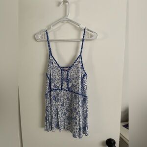 Blue Floral Tank Top